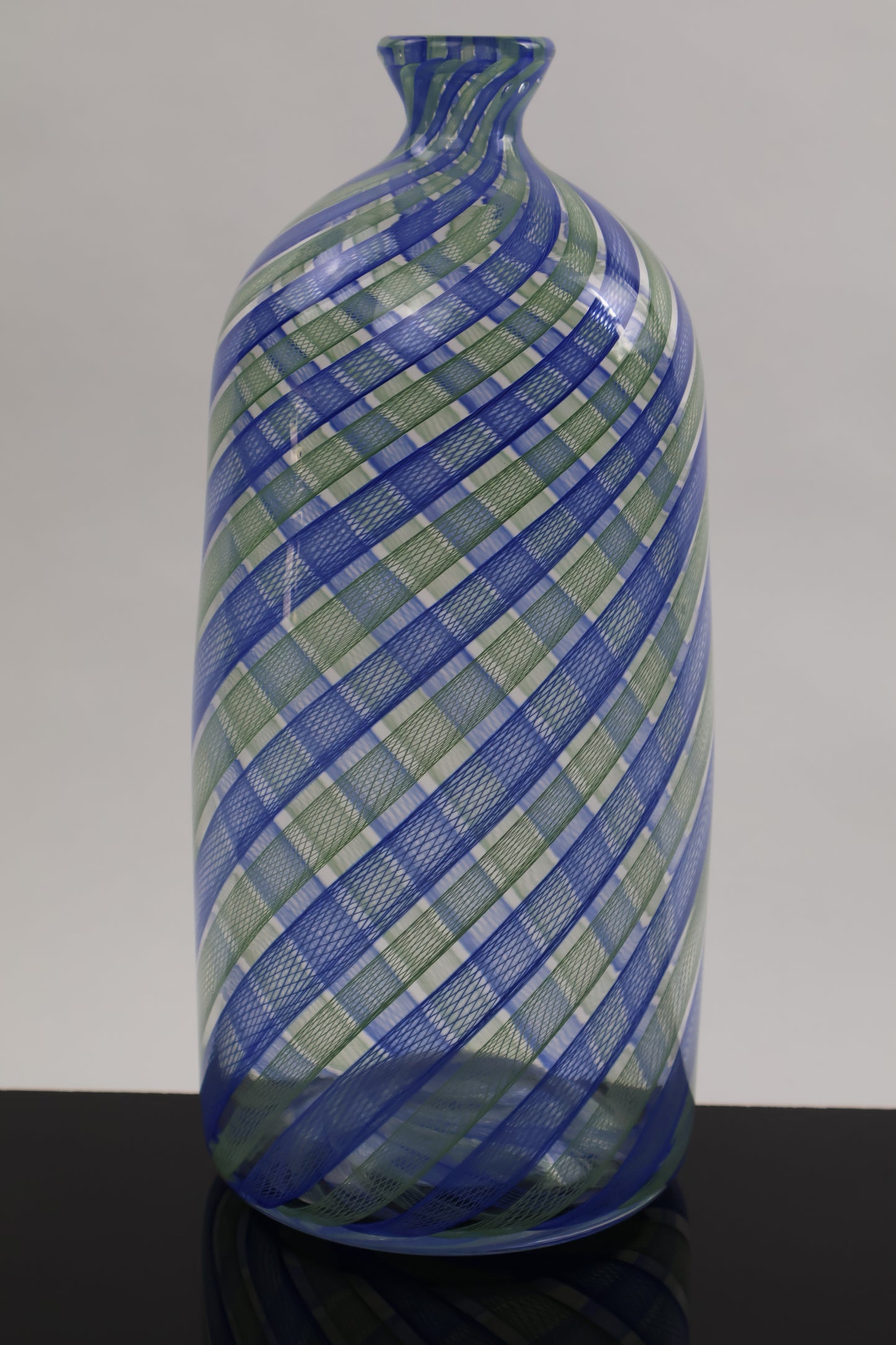 Green and Blue Zanfirico Cane Bottle