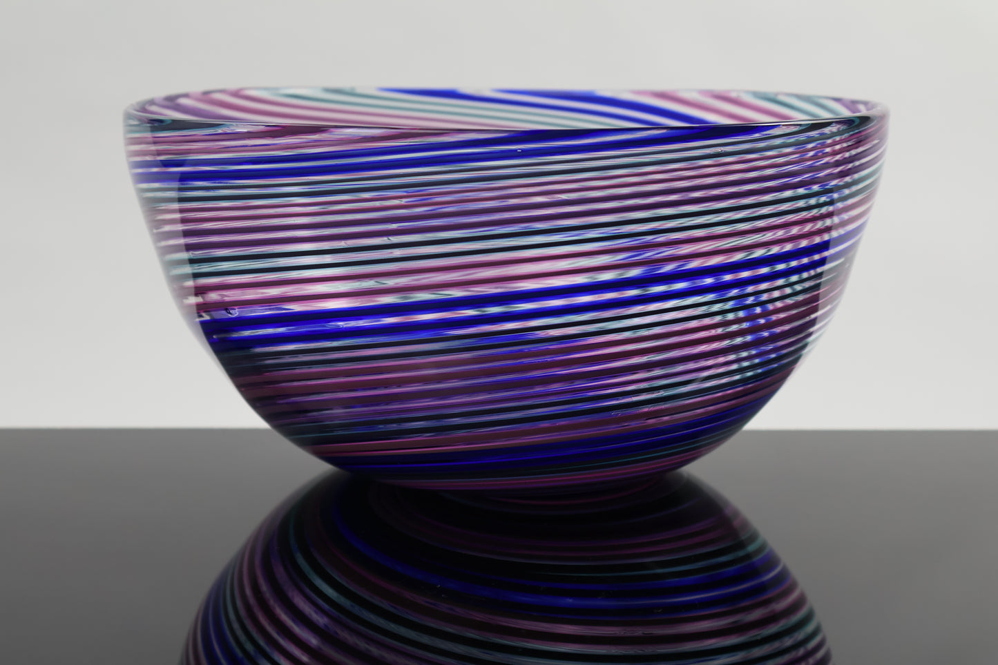 Deep Cool Duel Cane Handmade Spiral Hypnosis Glass Bowl