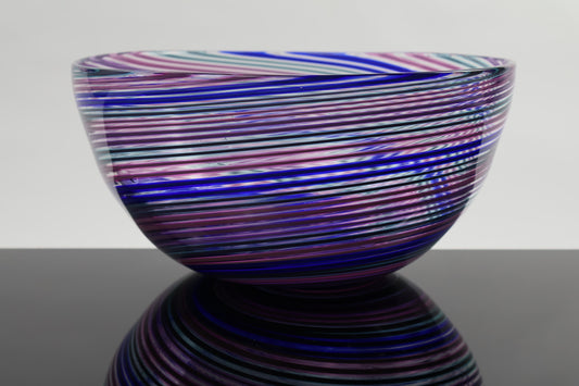 Deep Cool Duel Cane Handmade Spiral Hypnosis Glass Bowl