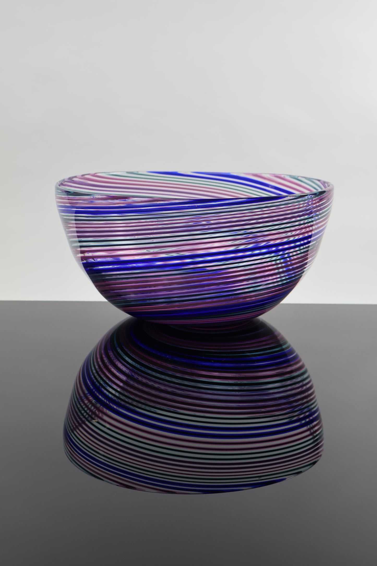 Deep Cool Duel Cane Handmade Spiral Hypnosis Glass Bowl