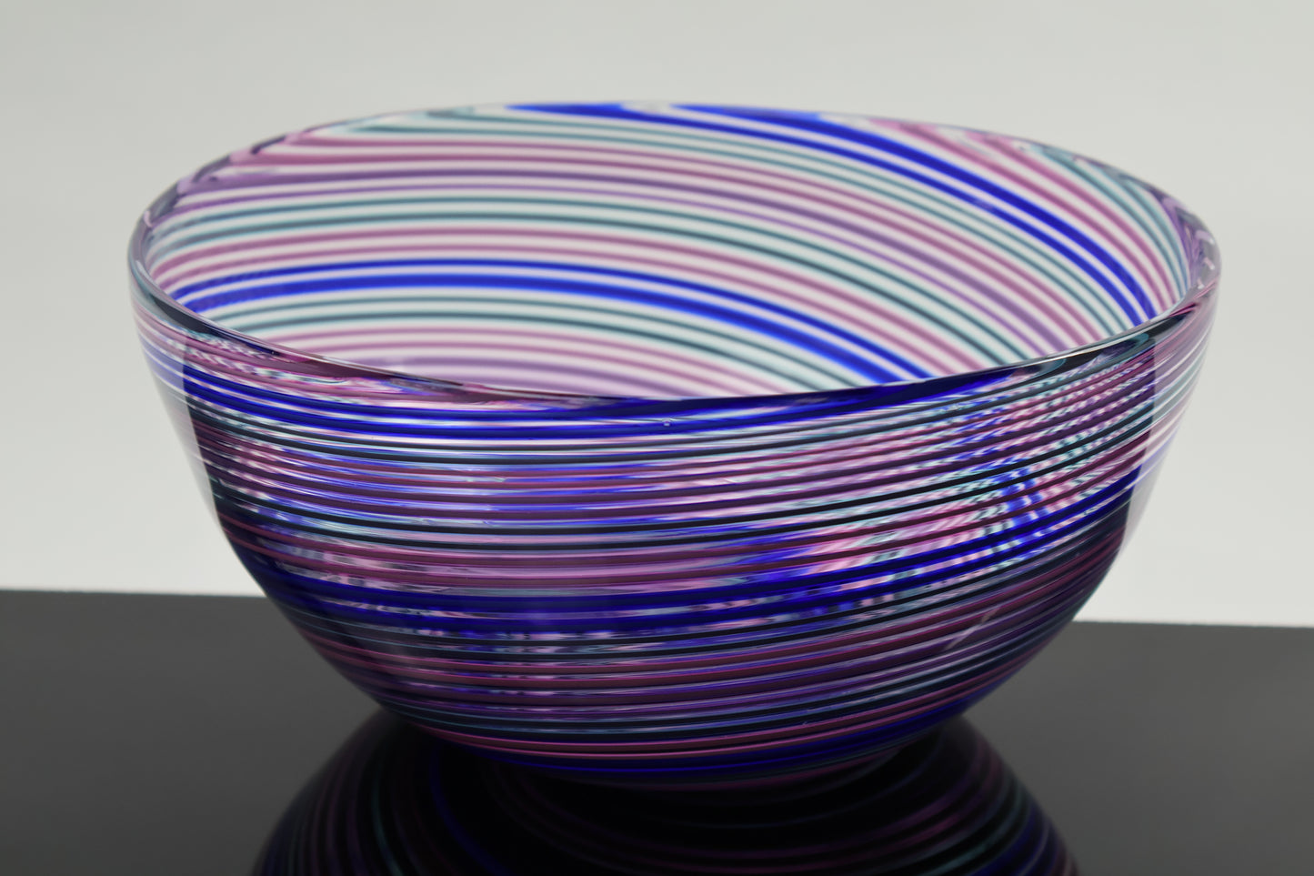 Deep Cool Duel Cane Handmade Spiral Hypnosis Glass Bowl