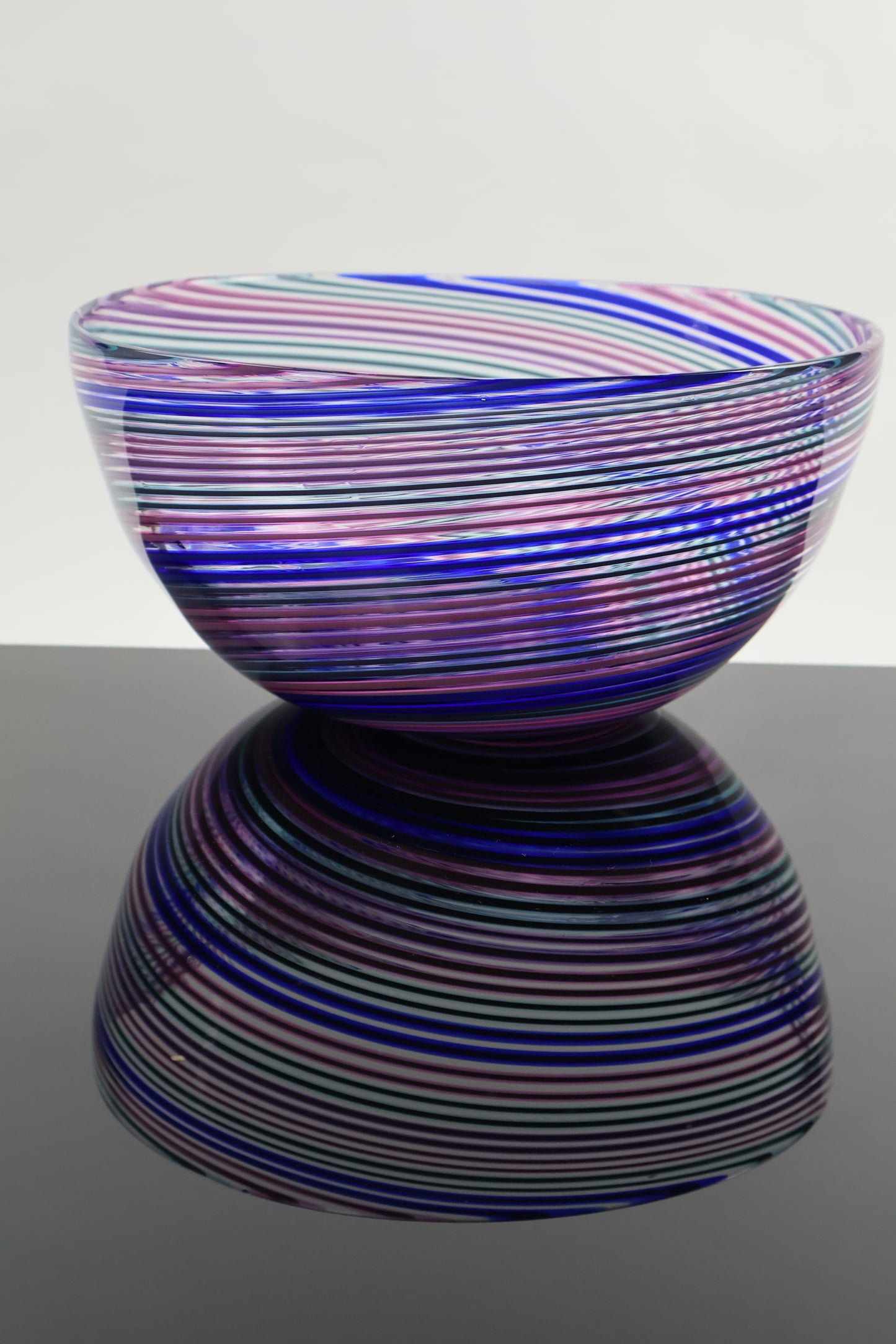 Deep Cool Duel Cane Handmade Spiral Hypnosis Glass Bowl