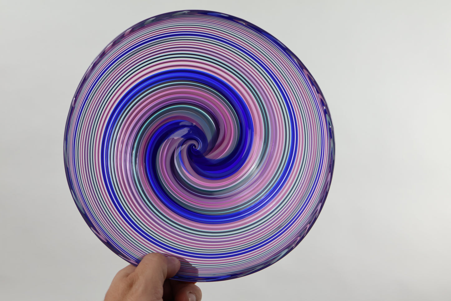 Deep Cool Duel Cane Handmade Spiral Hypnosis Glass Bowl
