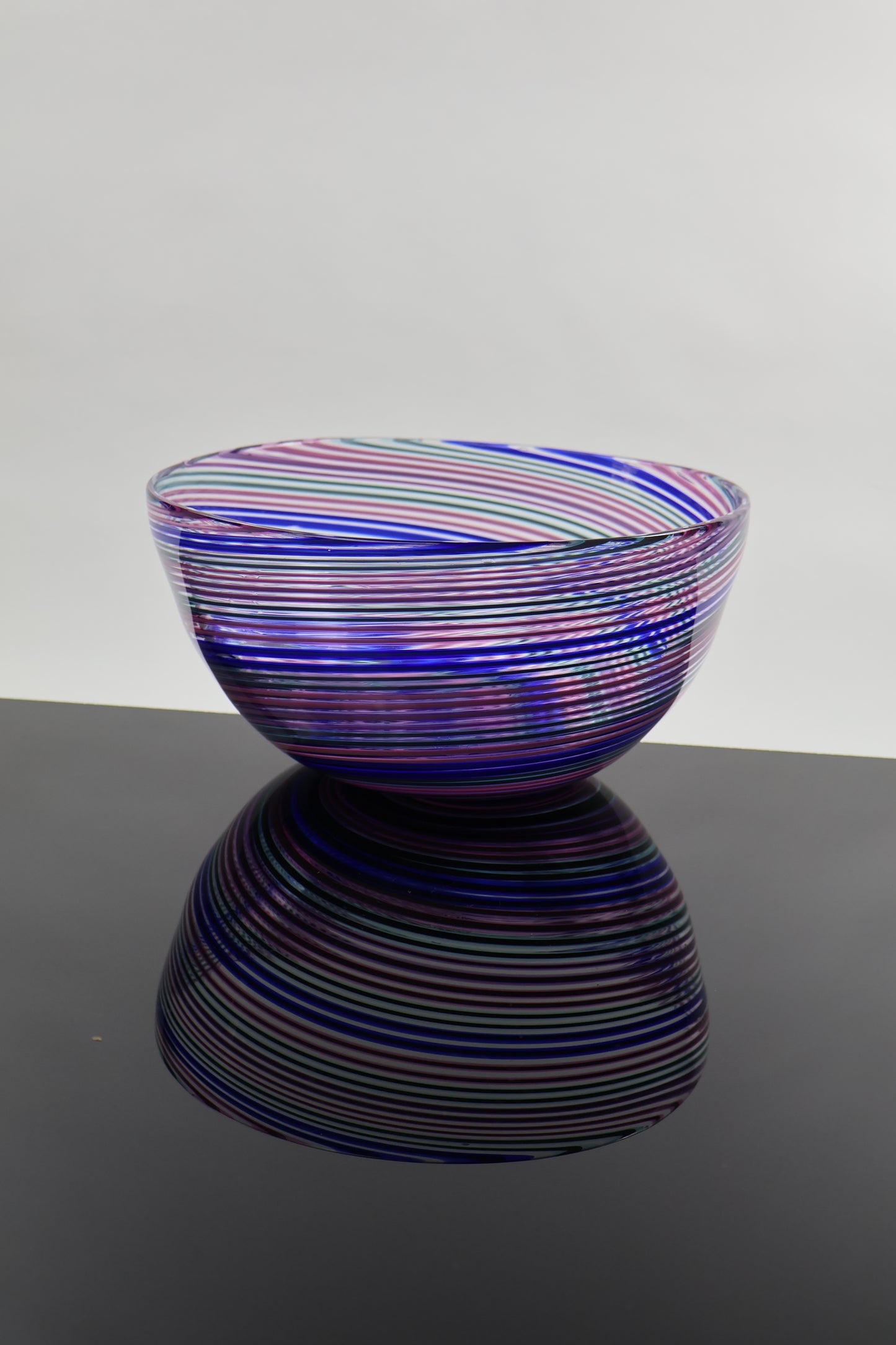 Deep Cool Duel Cane Handmade Spiral Hypnosis Glass Bowl