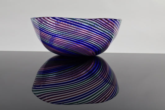 Deep Cool Duel Cane Handmade Spiral Hypnosis Glass Bowl 2