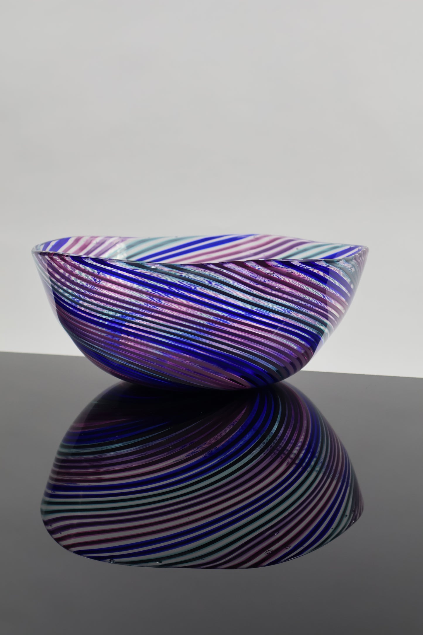 Deep Cool Duel Cane Handmade Spiral Hypnosis Glass Bowl 2