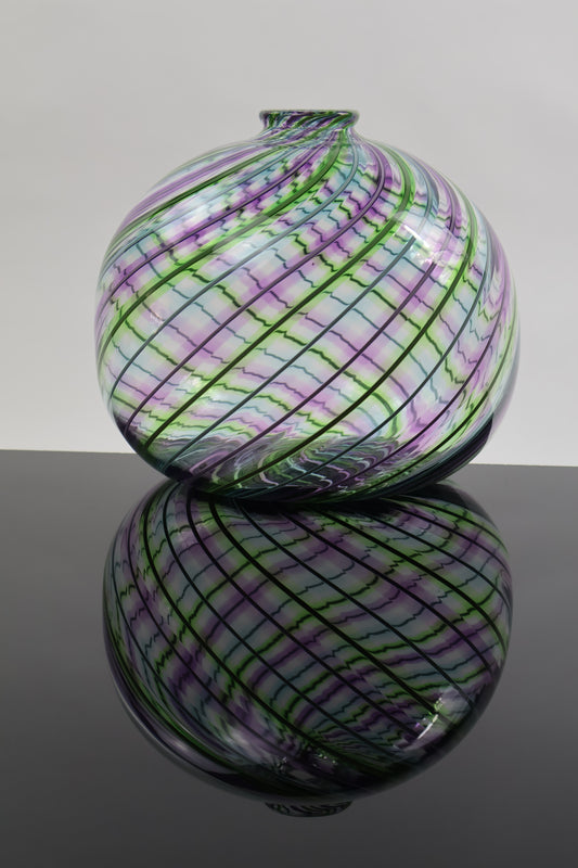 Round Multicolored Veiled Cane Bottle