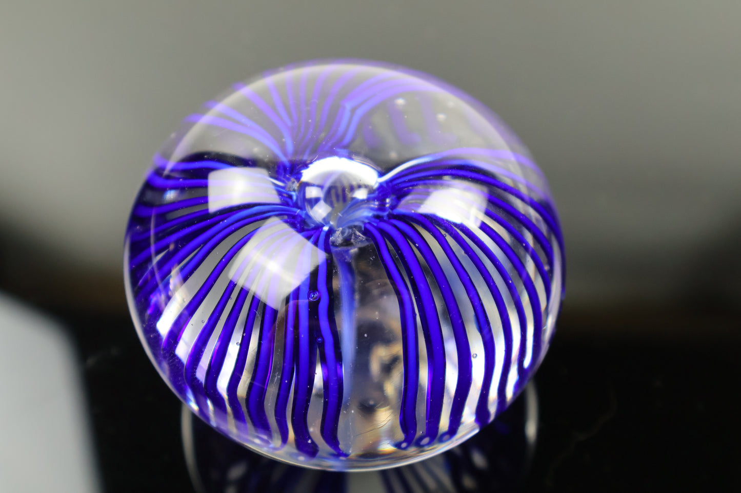 Blue Blooming Glass Paperweight