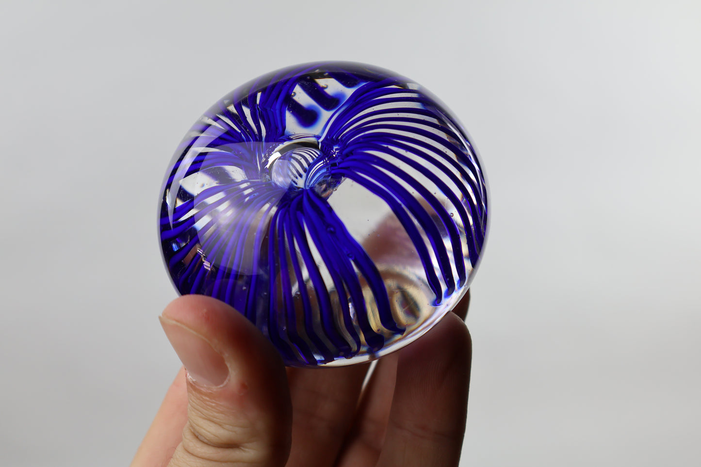 Blue Blooming Glass Paperweight