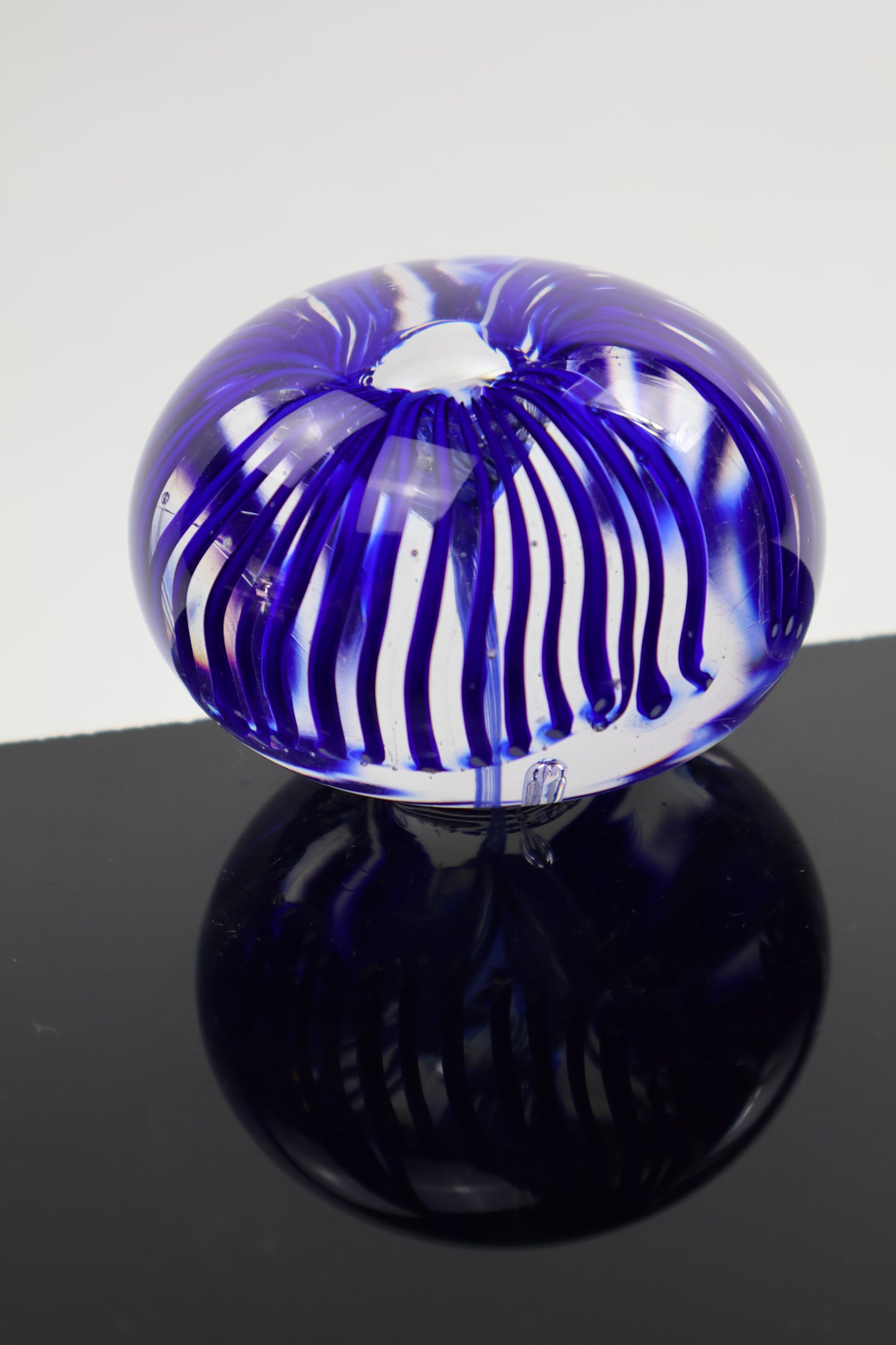 Blue Blooming Glass Paperweight