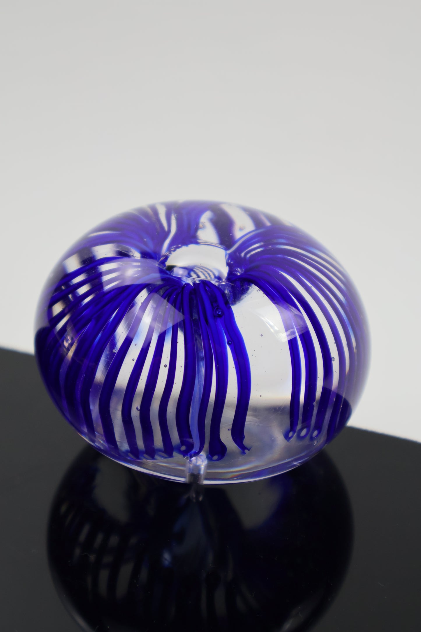 Blue Blooming Glass Paperweight