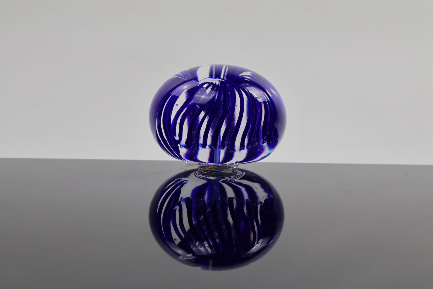 Blue Blooming Glass Paperweight