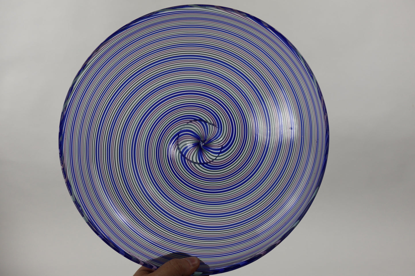 Large Handblown Glass Spiral Hypnosis Bowl