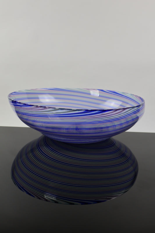 Large Handblown Glass Spiral Hypnosis Bowl