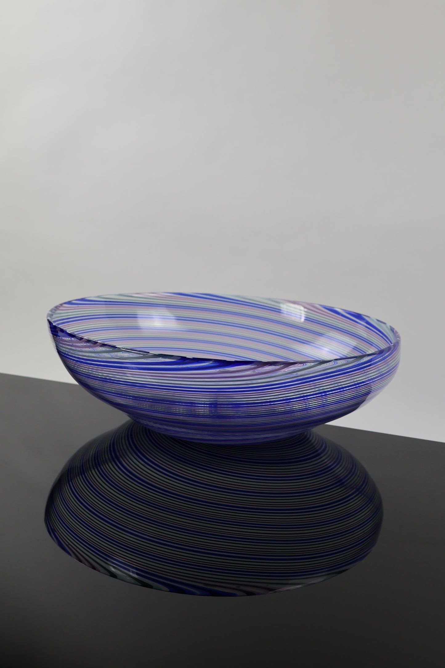 Large Handblown Glass Spiral Hypnosis Bowl