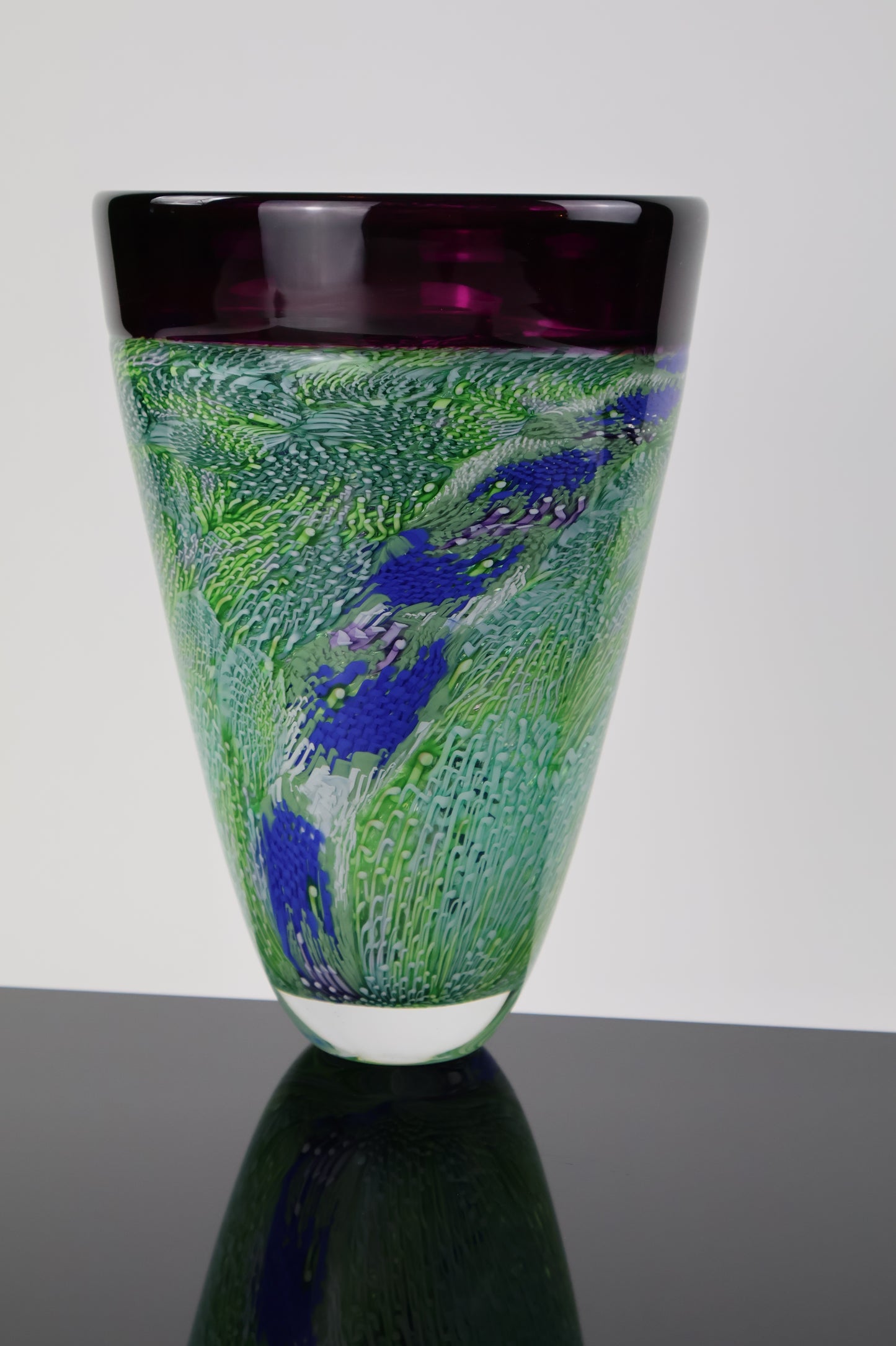Purple Rim Vase with Flowing Murrine