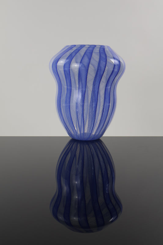 Deep Blue and Teal Zanfirico Basket Vase