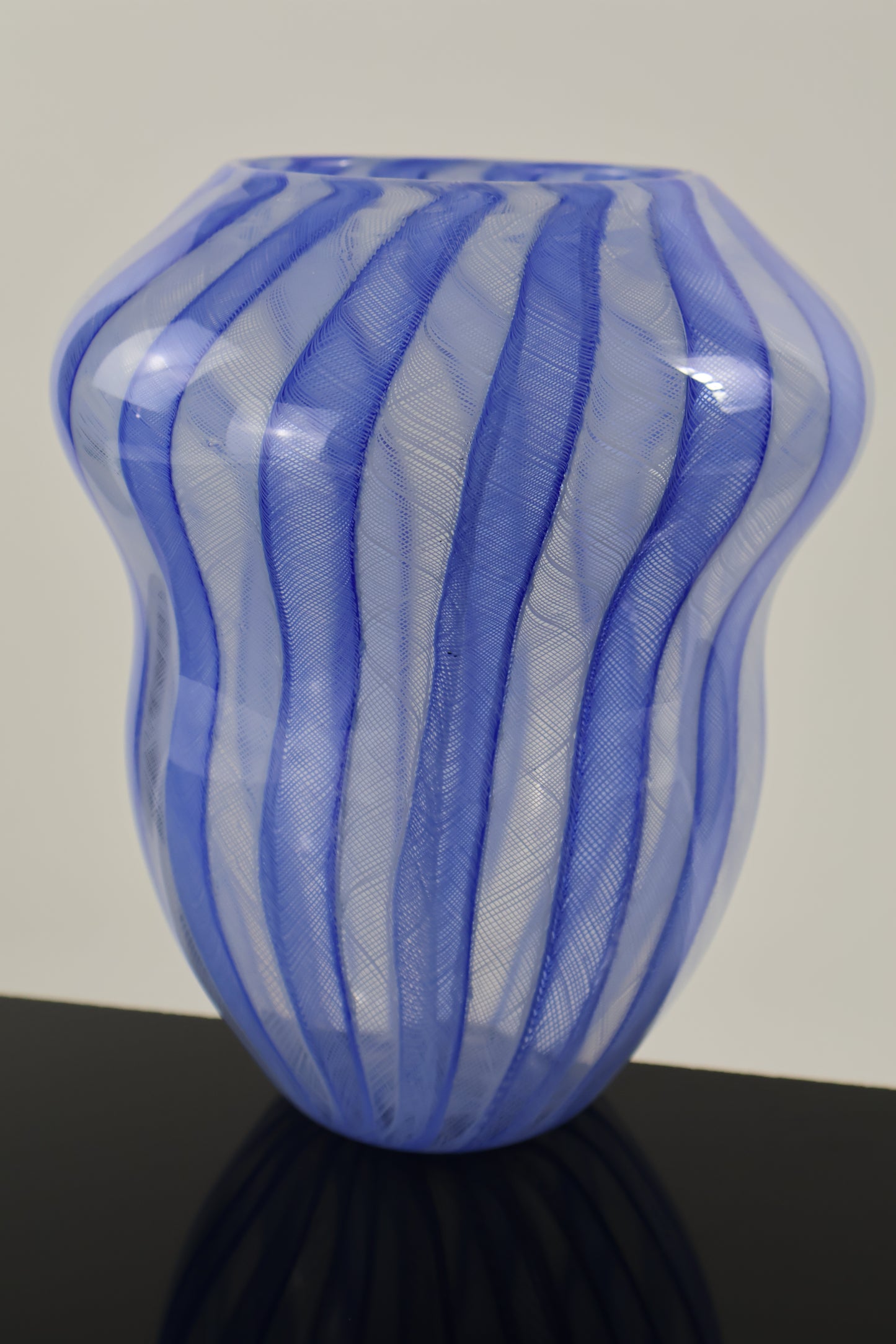 Deep Blue and Teal Zanfirico Basket Vase