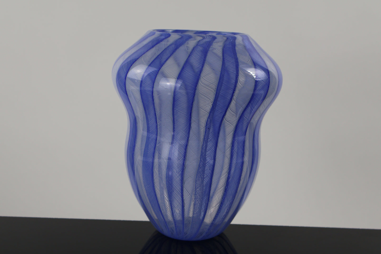 Deep Blue and Teal Zanfirico Basket Vase
