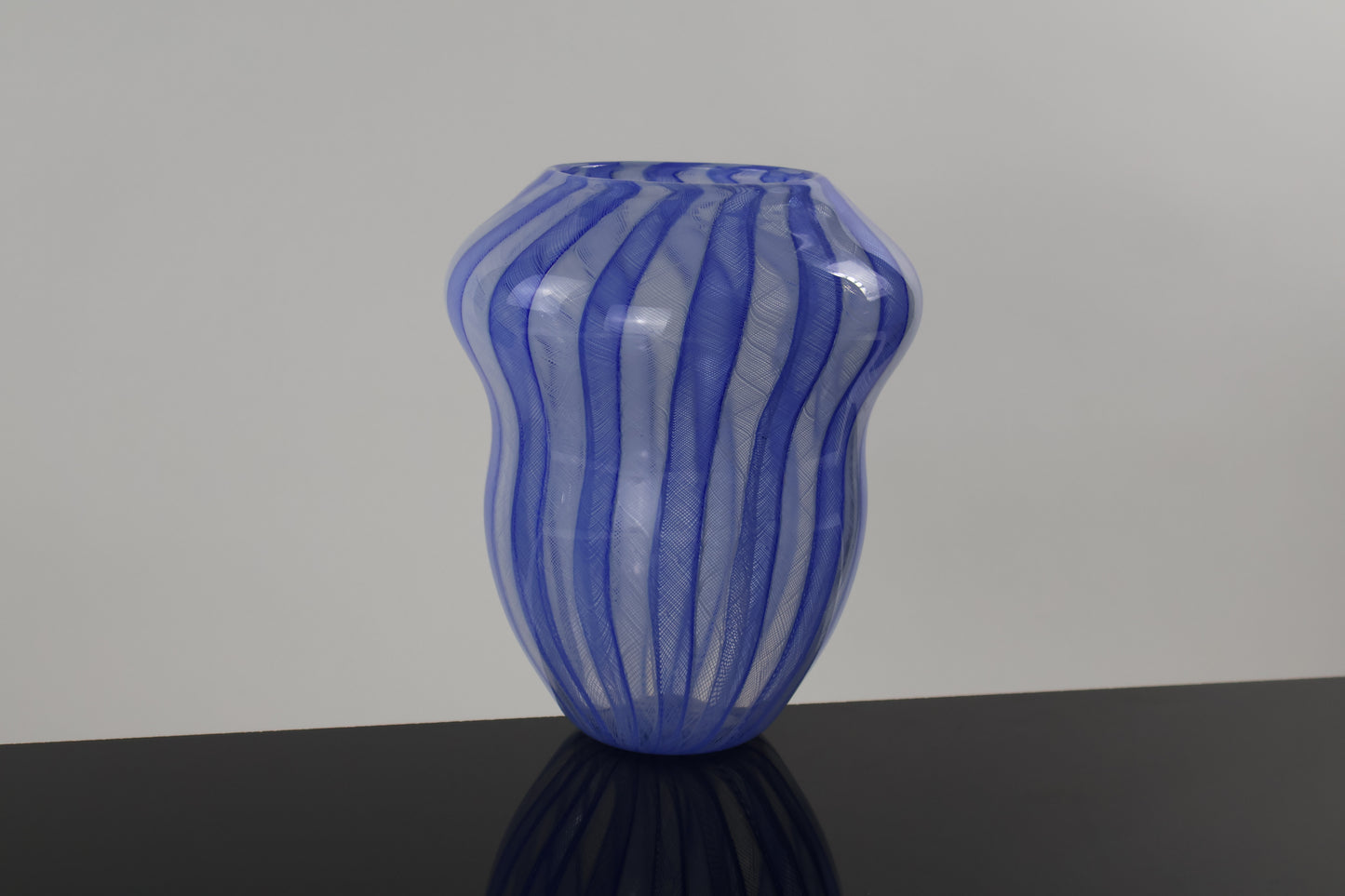 Deep Blue and Teal Zanfirico Basket Vase