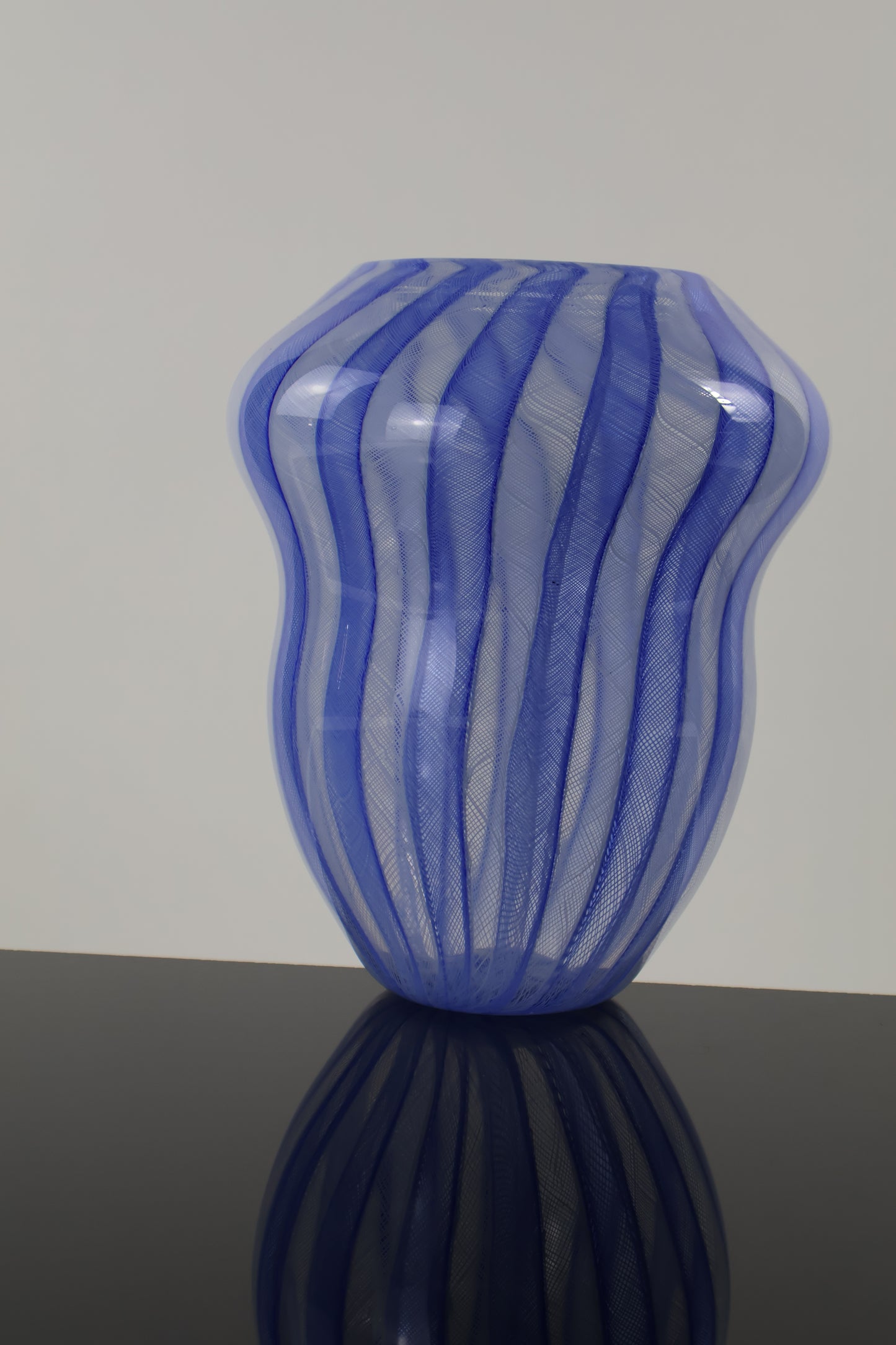 Deep Blue and Teal Zanfirico Basket Vase