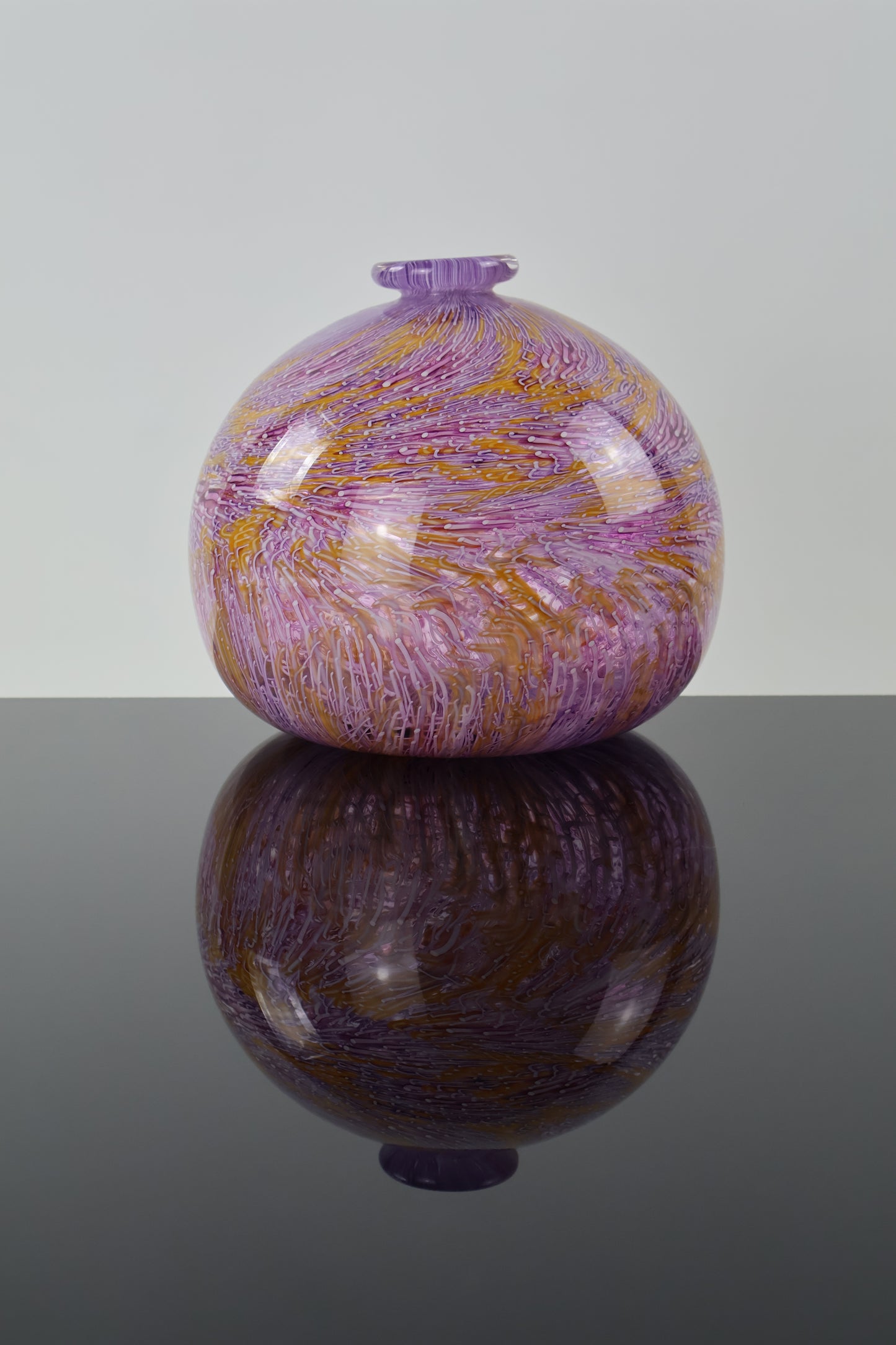 Handblown Pink, Orange and White Murrine Vase