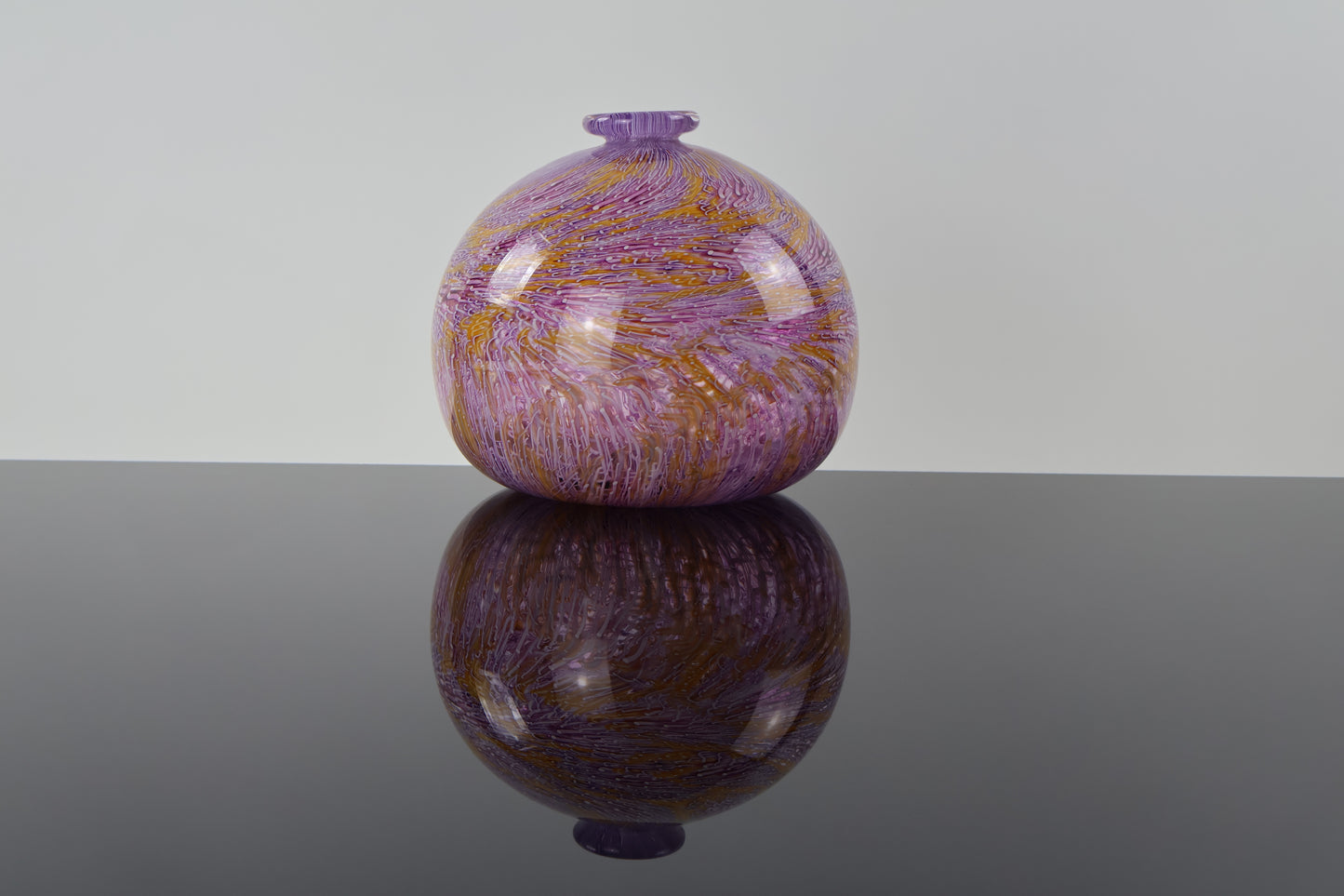 Handblown Pink, Orange and White Murrine Vase