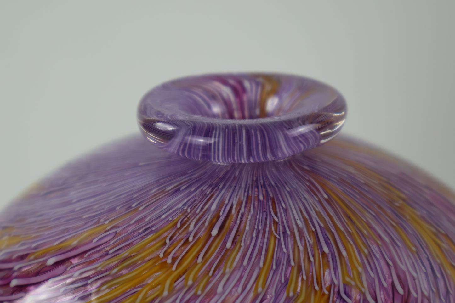 Handblown Pink, Orange and White Murrine Vase