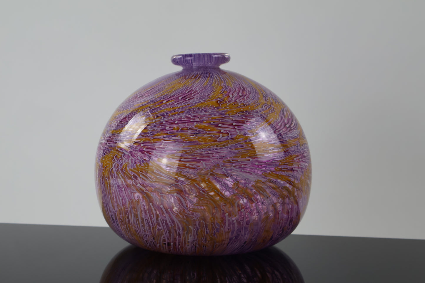 Handblown Pink, Orange and White Murrine Vase