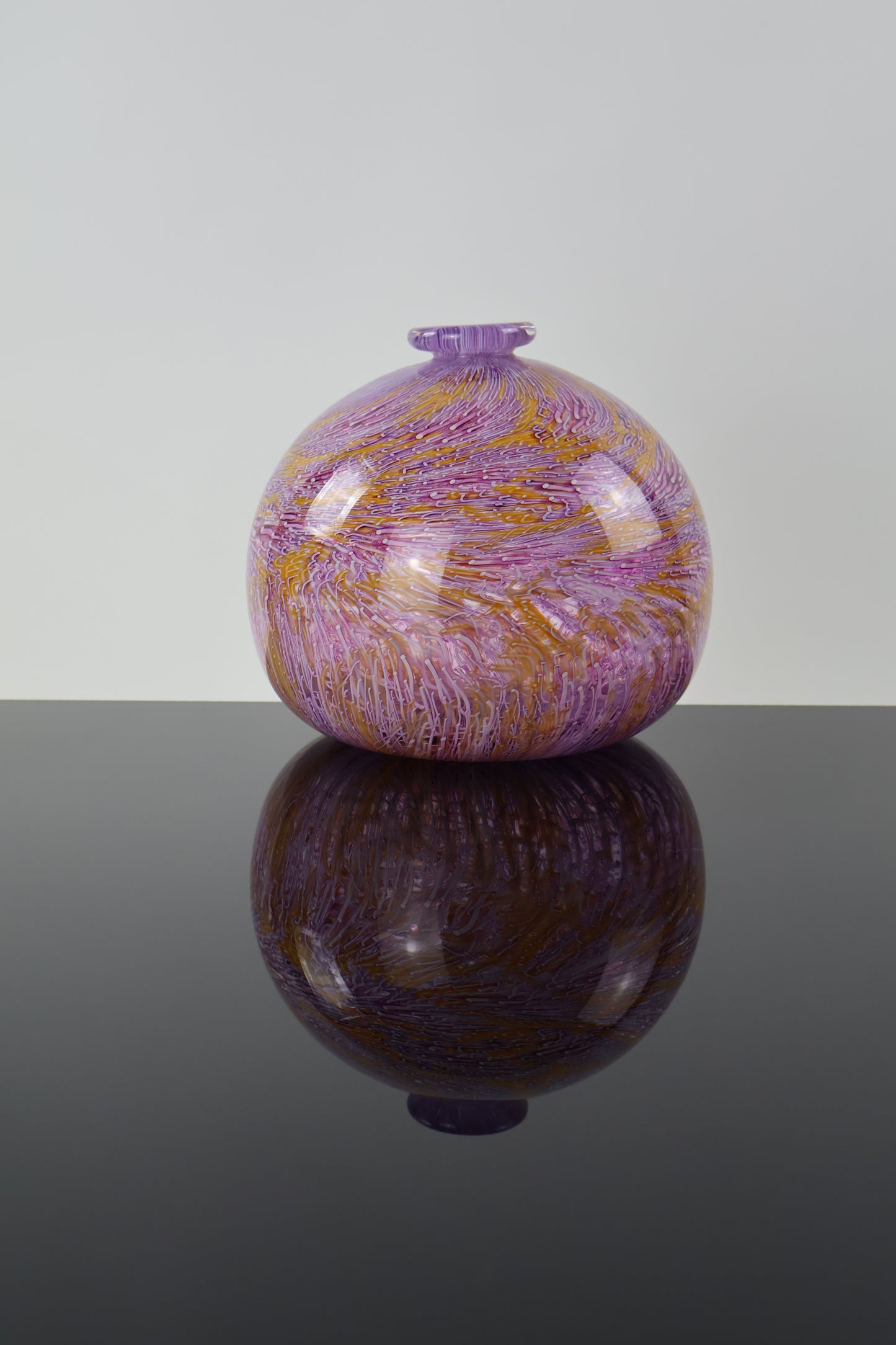 Handblown Pink, Orange and White Murrine Vase