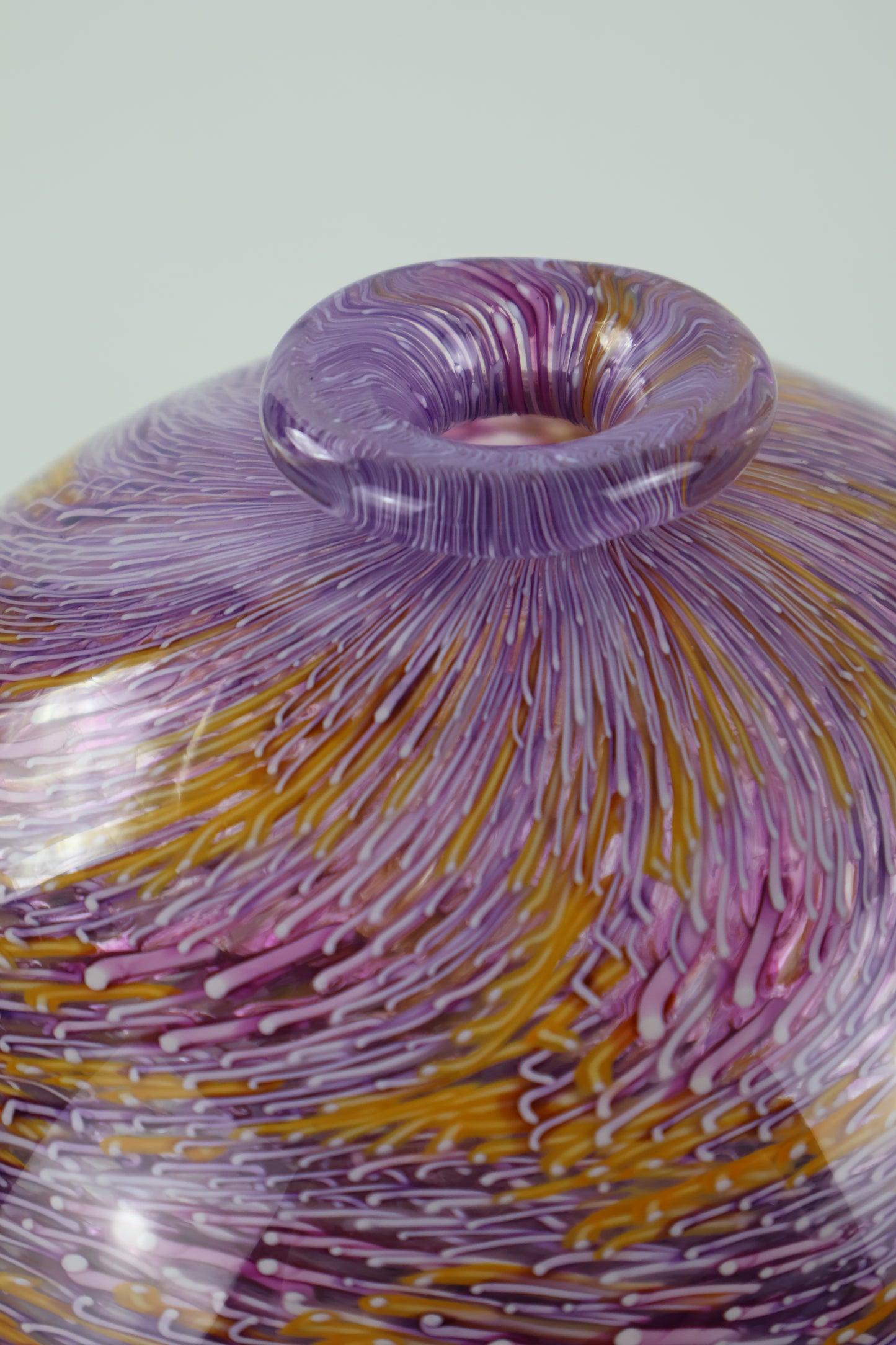 Handblown Pink, Orange and White Murrine Vase