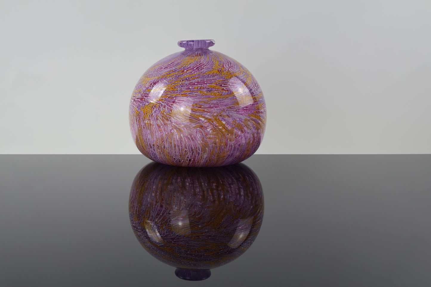 Handblown Pink, Orange and White Murrine Vase