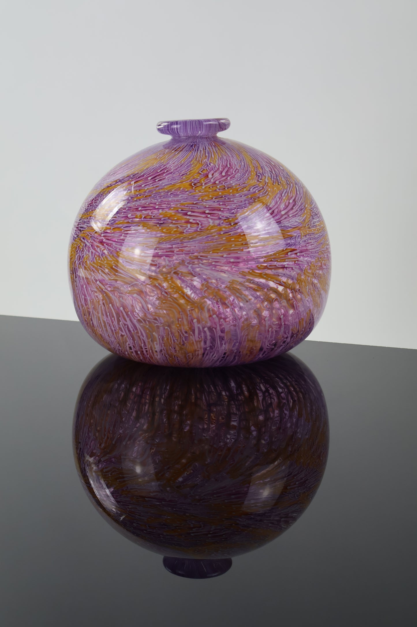Handblown Pink, Orange and White Murrine Vase