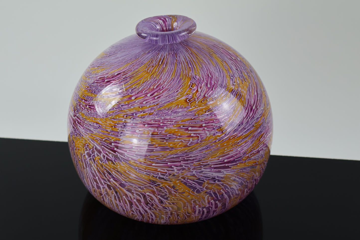 Handblown Pink, Orange and White Murrine Vase