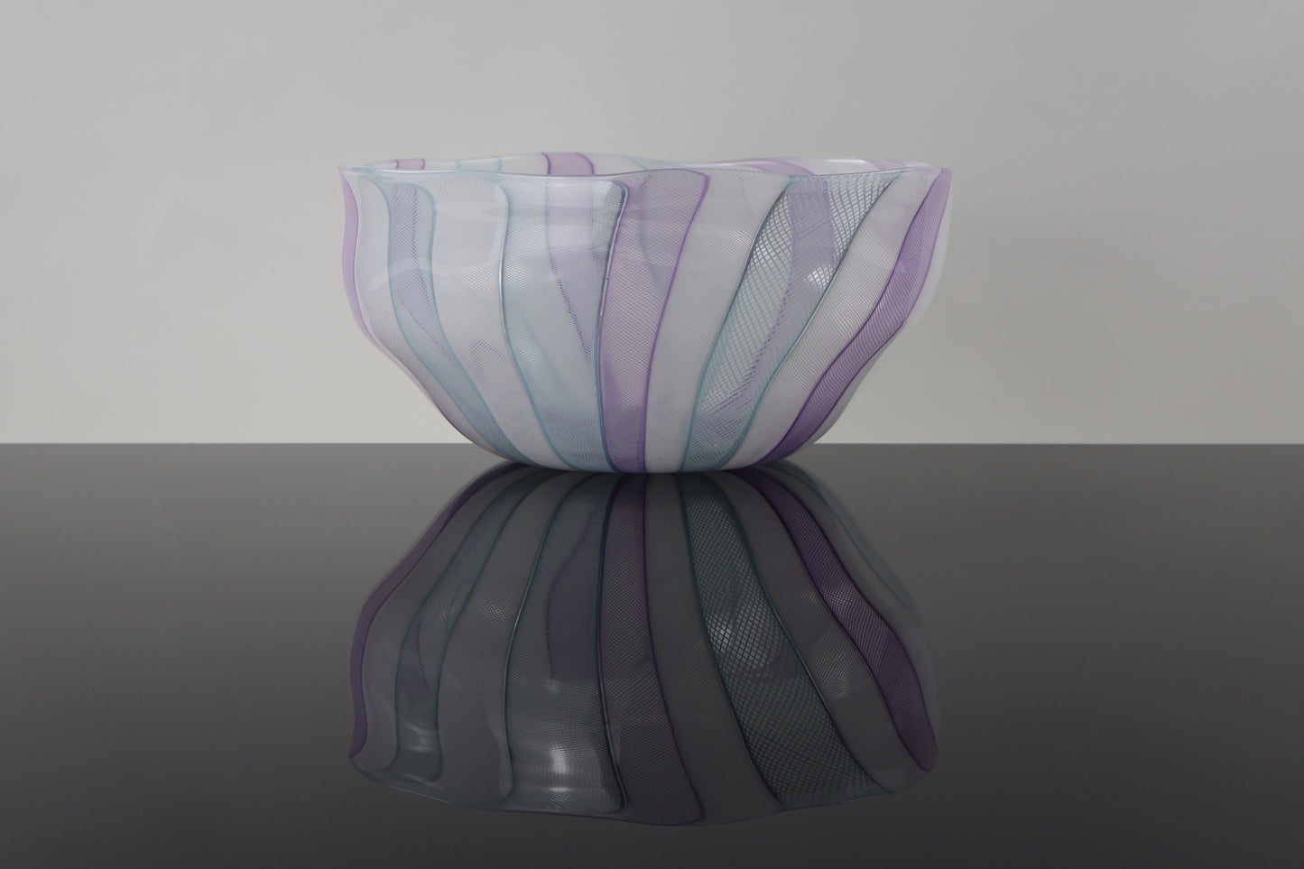 Large Pink, White and Blue Zanfirico Cane Bowl