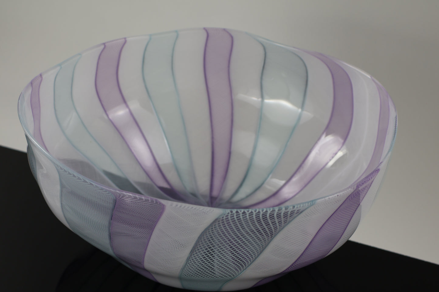 Large Pink, White and Blue Zanfirico Cane Bowl