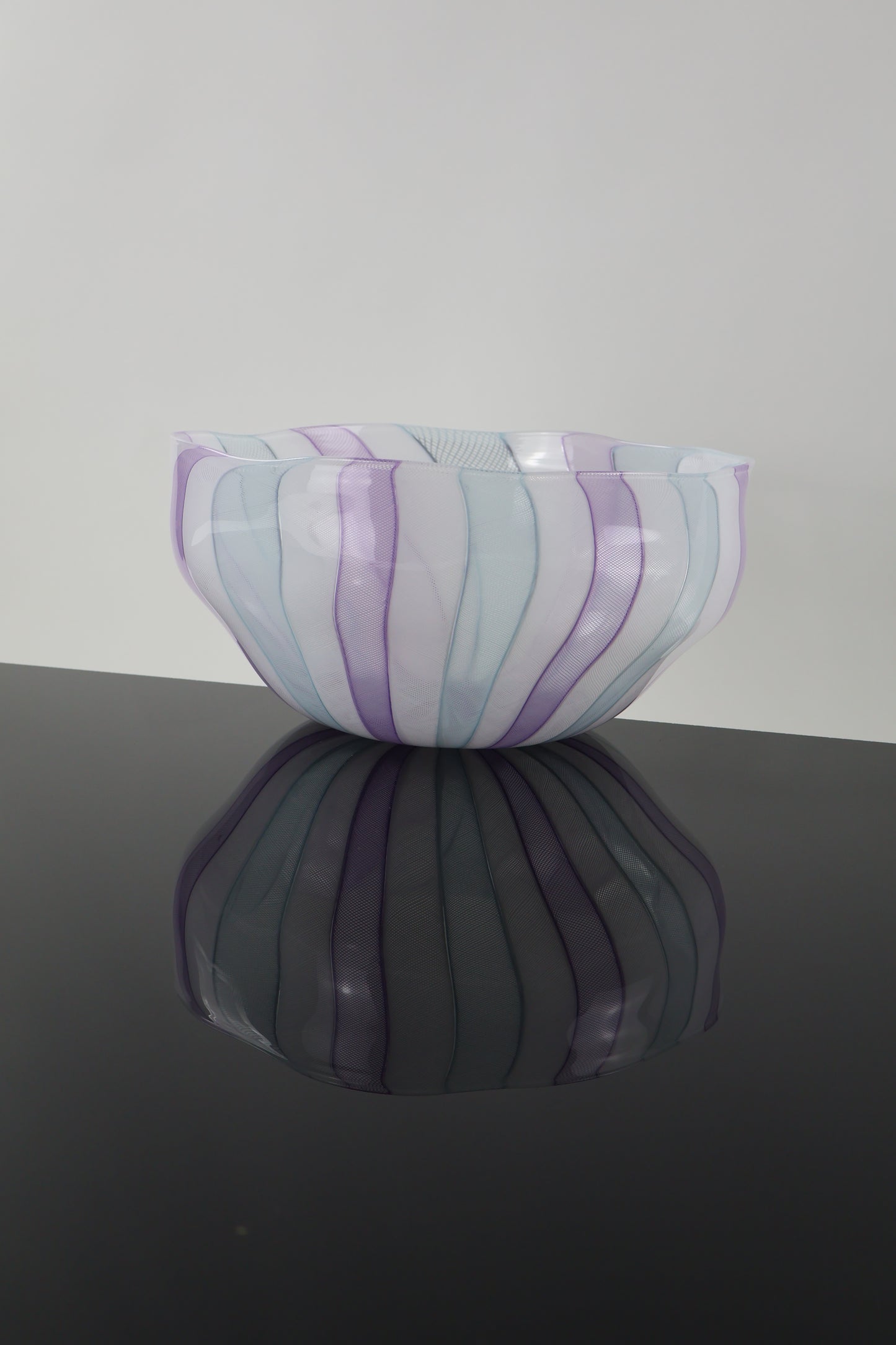 Large Pink, White and Blue Zanfirico Cane Bowl