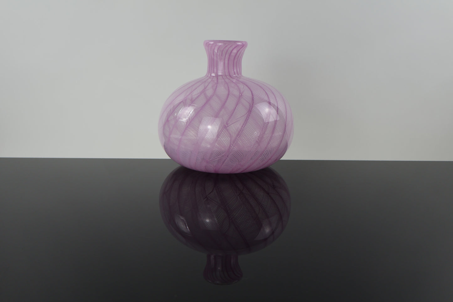 Handblown Pink Zanfirico Glass Bottle
