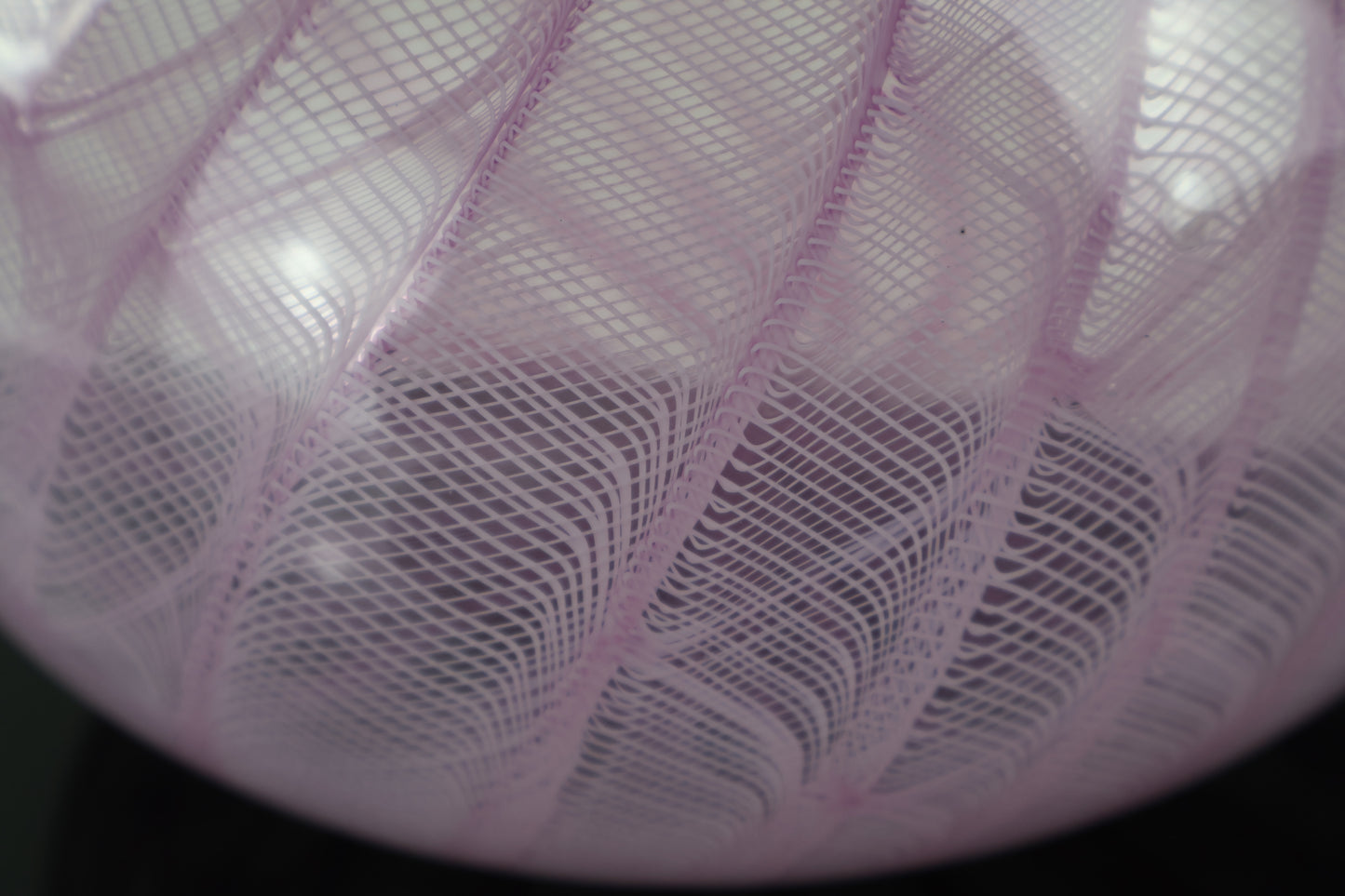 Handblown Pink Zanfirico Glass Bottle