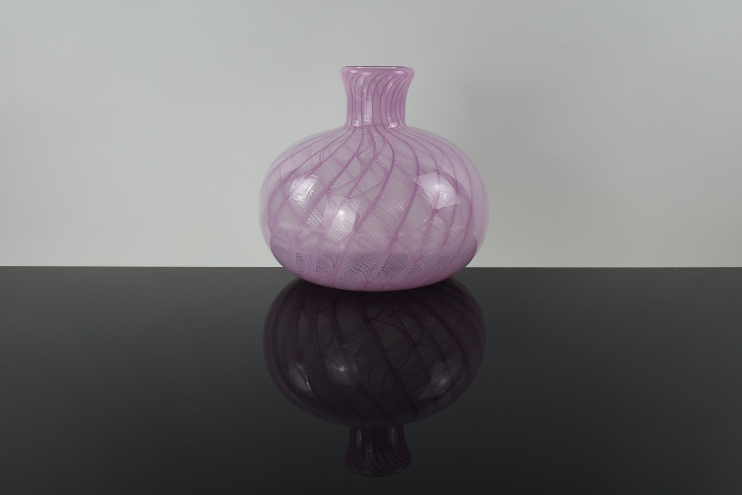 Handblown Pink Zanfirico Glass Bottle