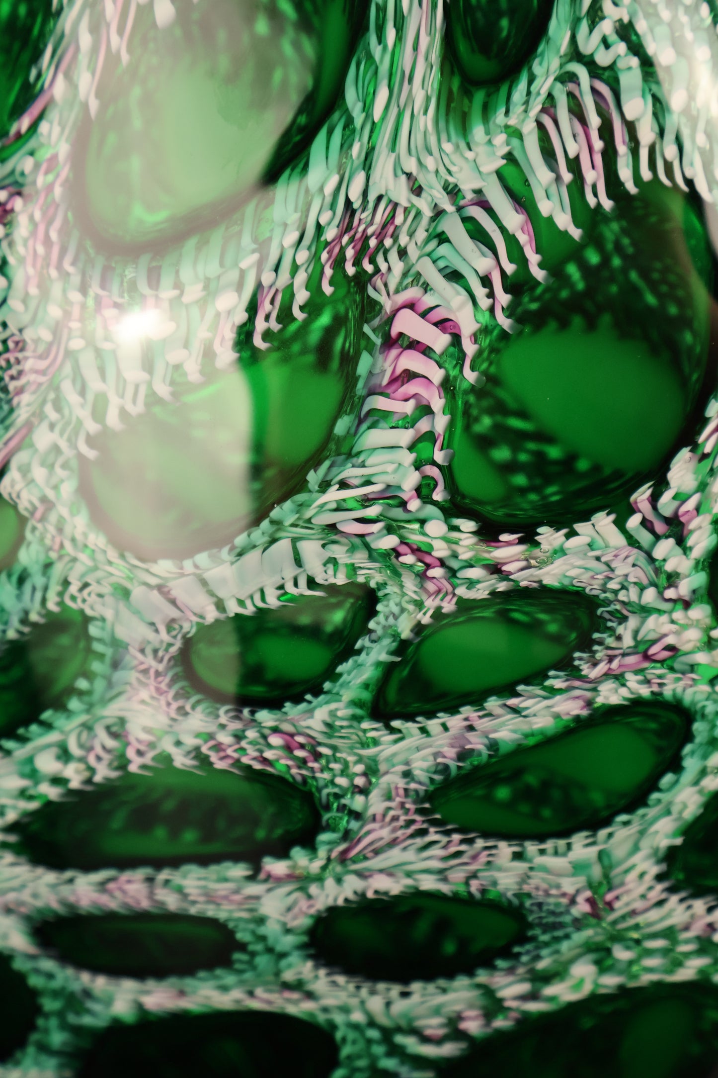 Handblown Green, White and Pink Murrine Vase