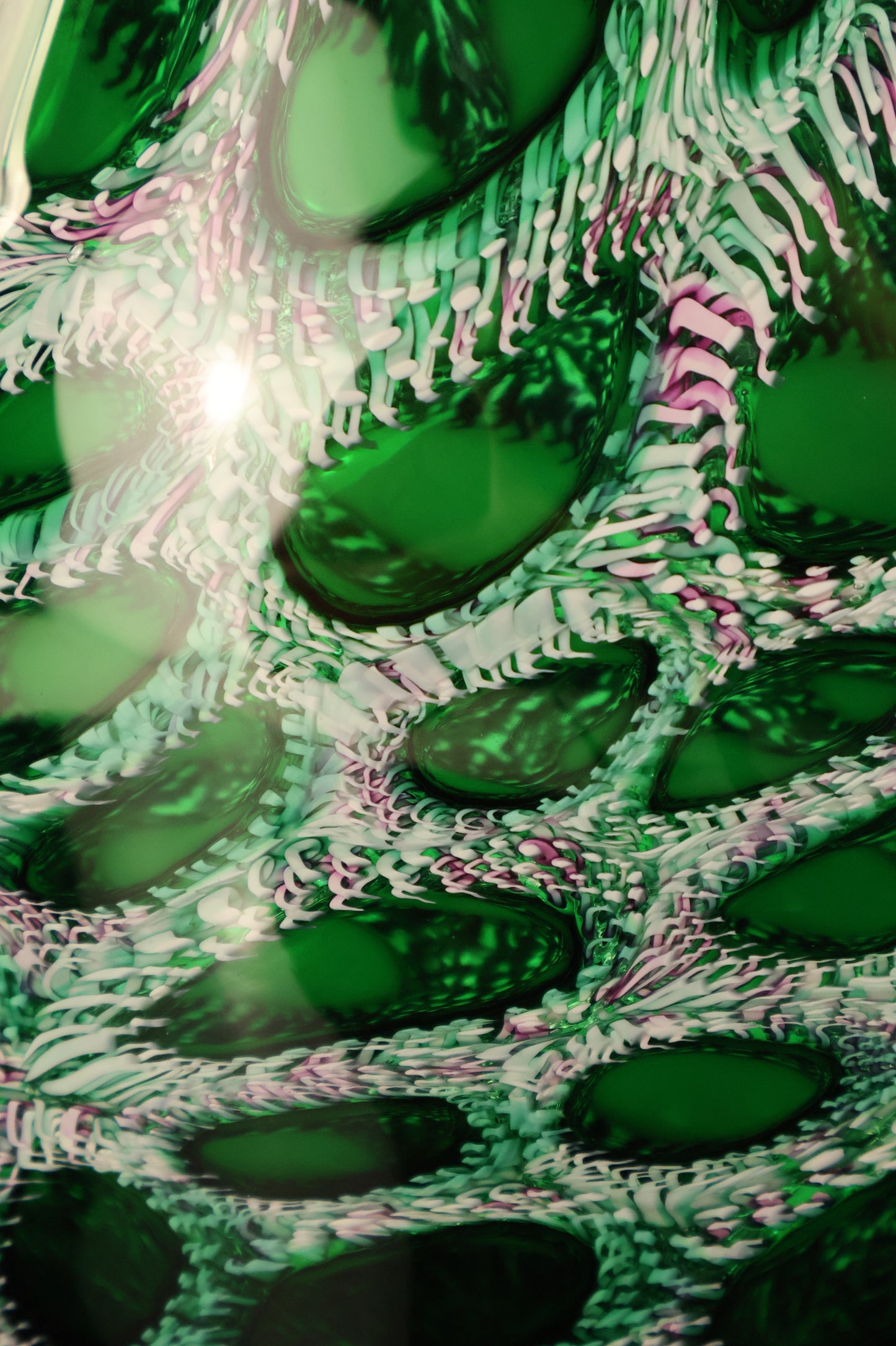 Handblown Green, White and Pink Murrine Vase