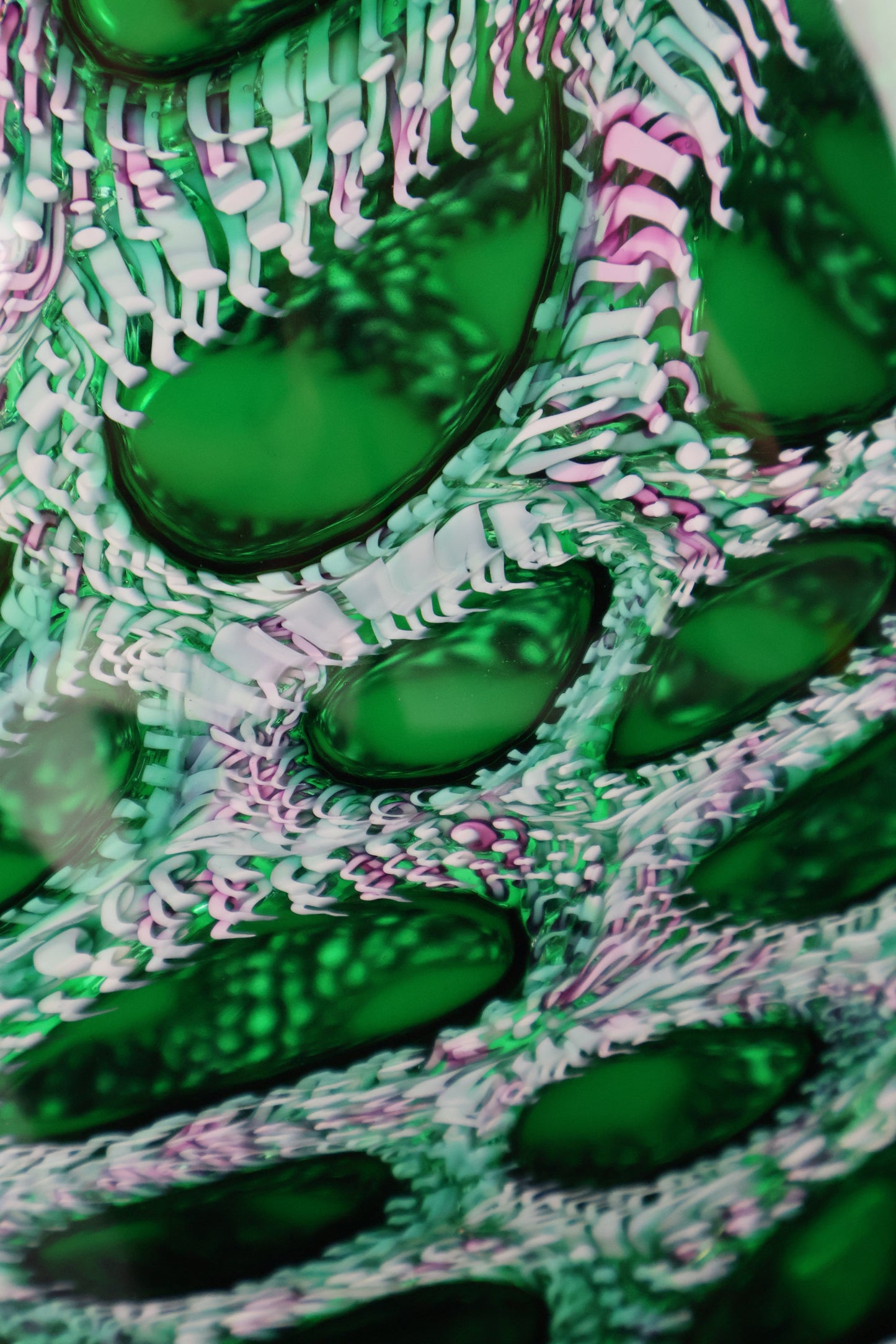 Handblown Green, White and Pink Murrine Vase