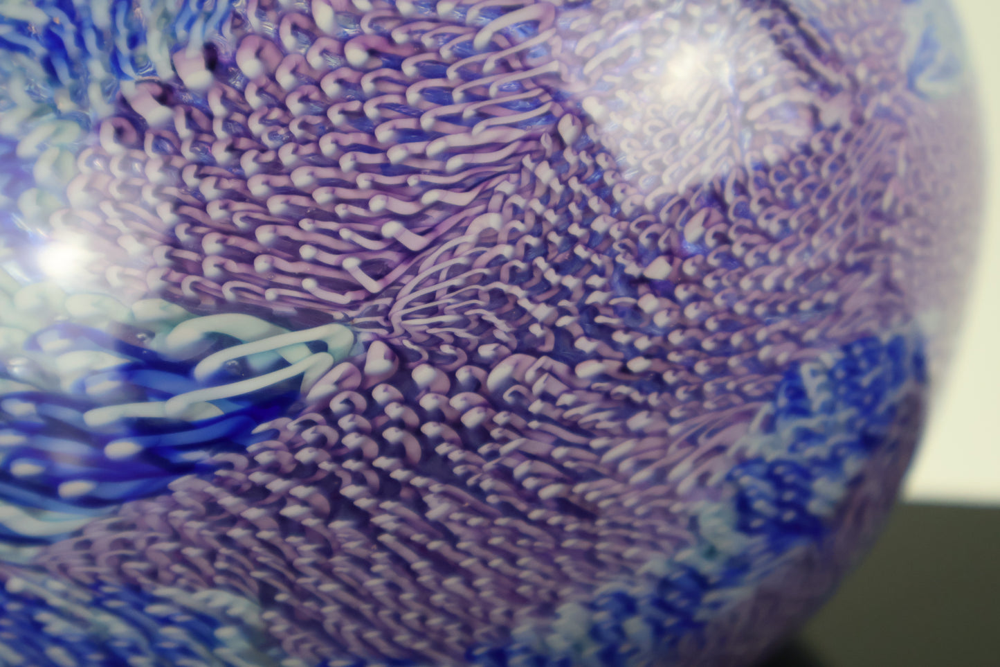 Handblown Blue, Pink, Purple and White Murrine Basket Vase
