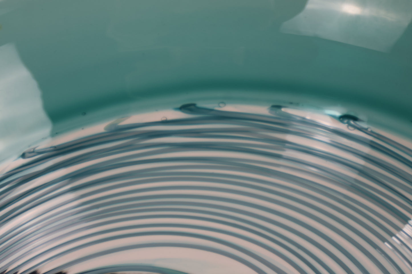 Handblown Teal and Cane Spiral Encalmo Bowl