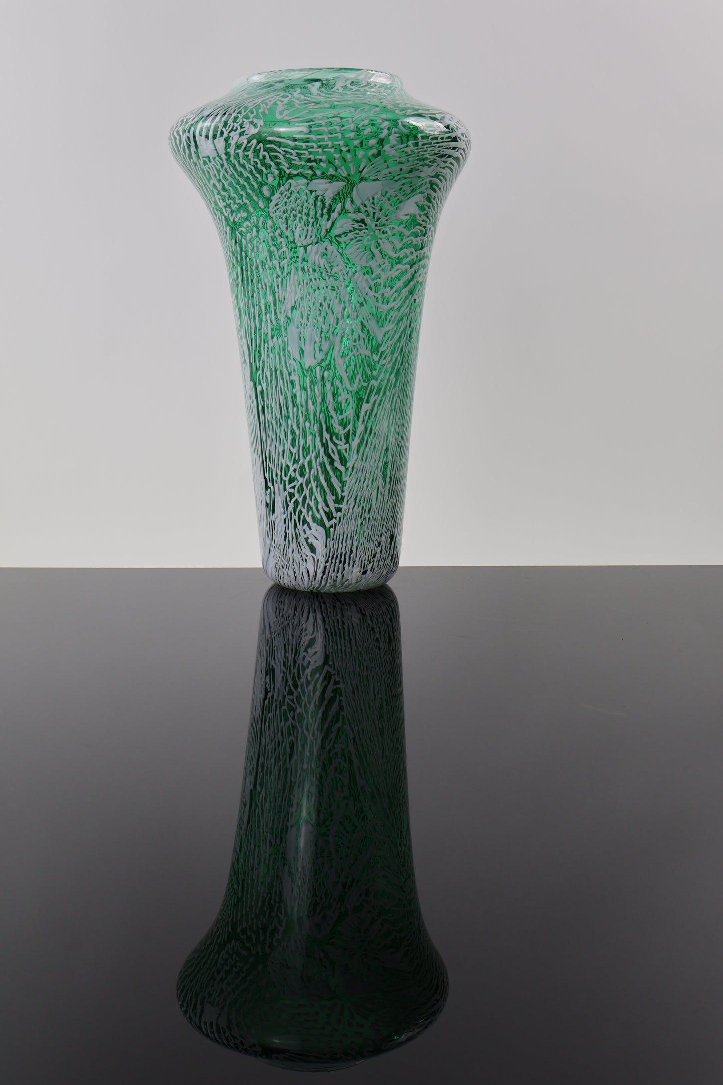 Tall Green Murrine Amphora Vase