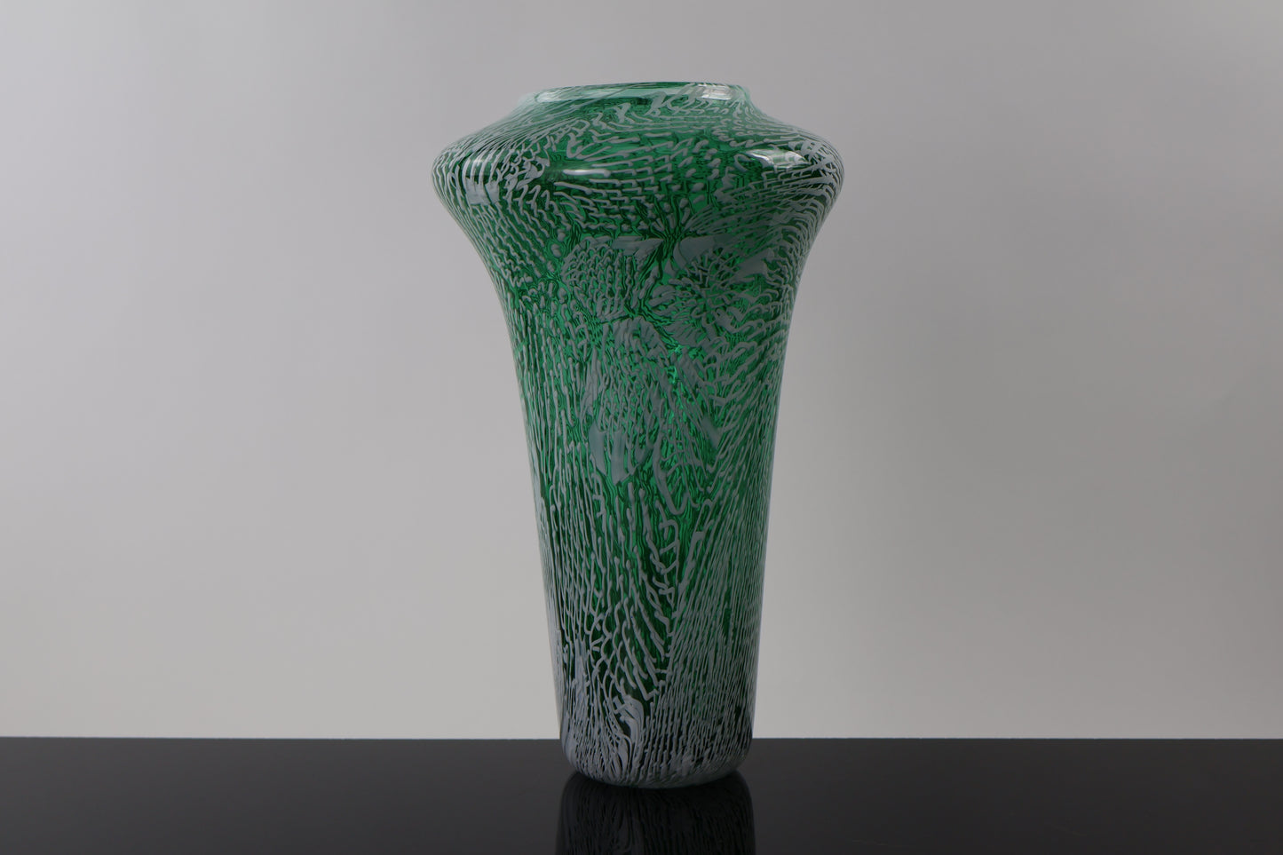 Tall Green Murrine Amphora Vase