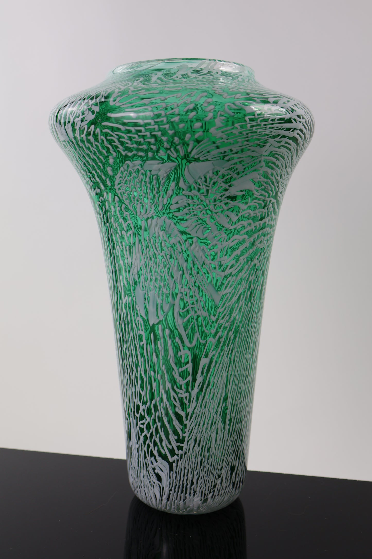 Tall Green Murrine Amphora Vase