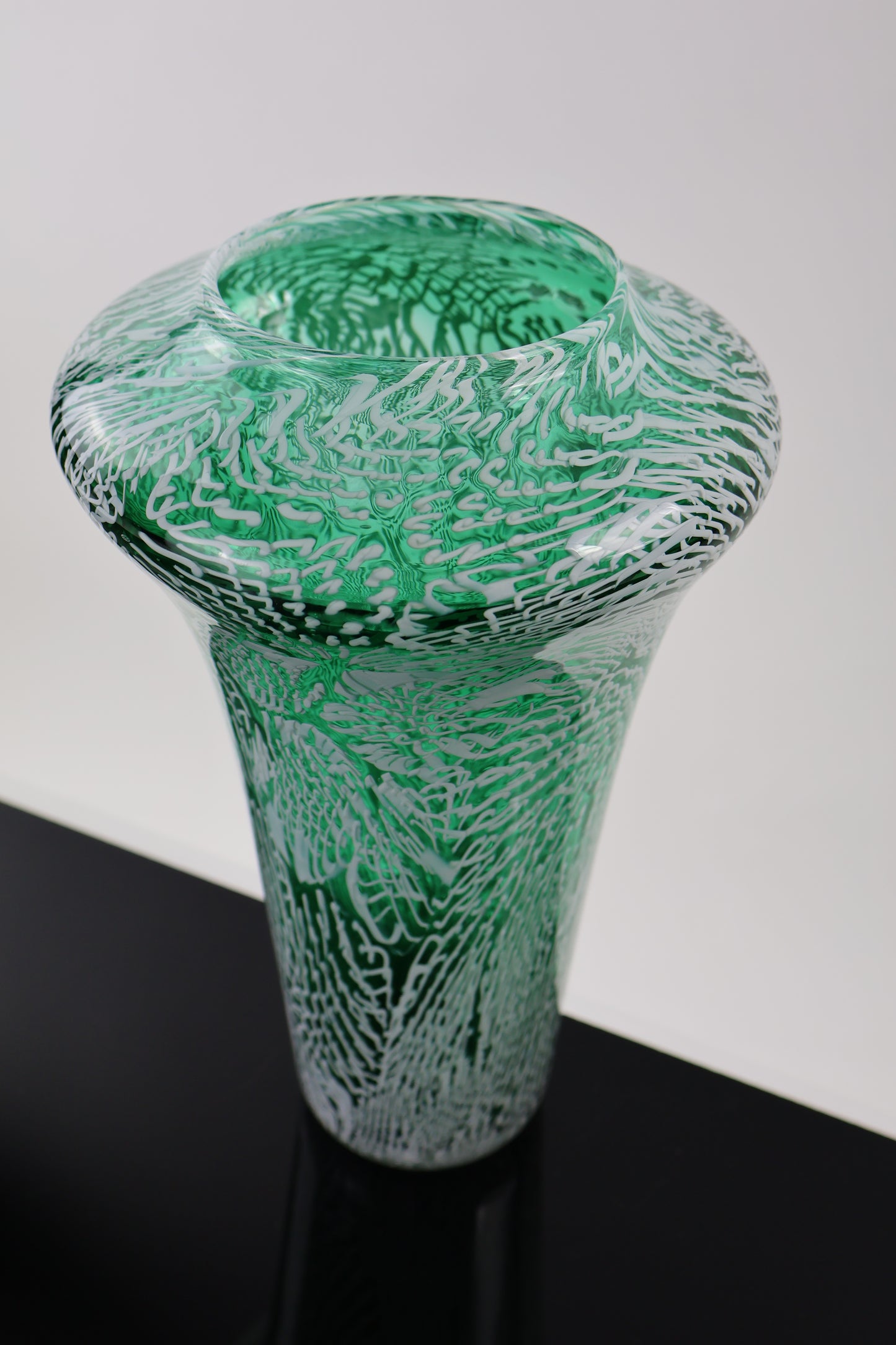 Tall Green Murrine Amphora Vase
