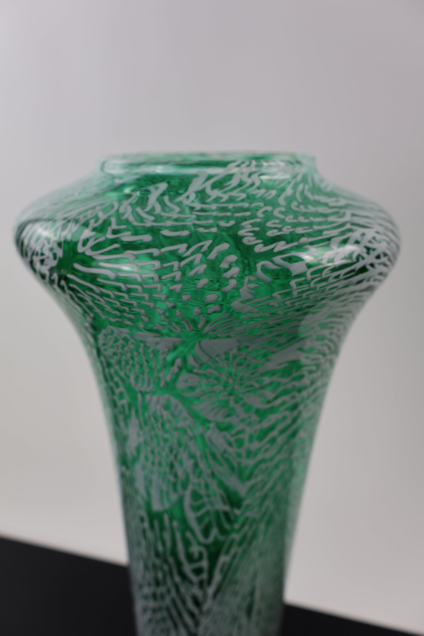 Tall Green Murrine Amphora Vase